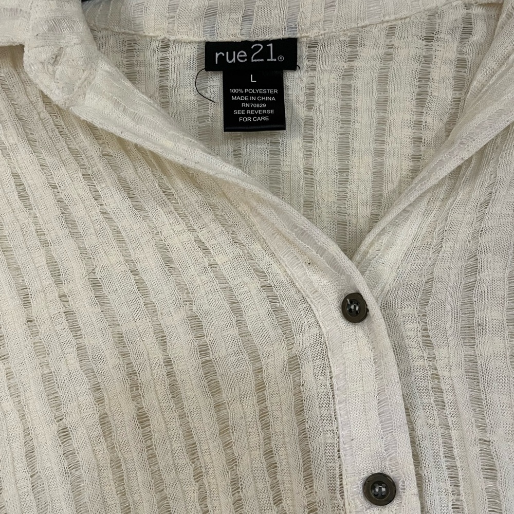 Rue 21•White Button Down Tie Top - Picture 3 of 8